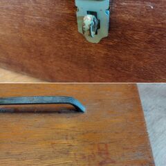 レトロ 木箱 小物入れ 木製 小物収納 持ち手付き　/MJ-1280 2Fの画像