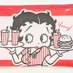 新品未使用 Betty Boop ベティーブープ ベティちゃん レトロダイナーポーチ  赤×白 ビニールポーチの画像
