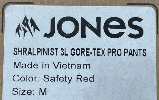 未使用 JONES スノーボード スキー パンツ Mサイズ レッド Shralpinist 3L GORE-TEX PRO Pants