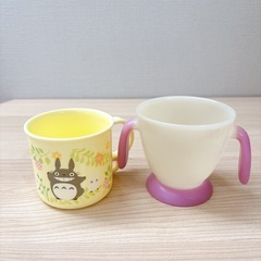 🧸🍽リラックマのランチナフキン&給食袋、コップ袋2点&トトロとコンビのコップ2点set!!中古美品の画像