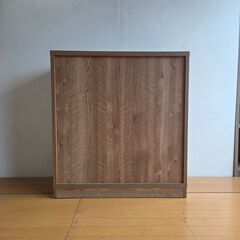 未使用 1点物 引出フラット　キャビネット 幅80cm 奥行39 高さ86.5 ナチュラル ガラス扉 キッチン収納 サイドボード レンジボードの画像