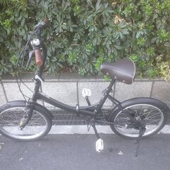 整備済み中古自転車　20インチ　税別￥8.980-　折り畳み自転車　外装６段　マットブラック1008の画像