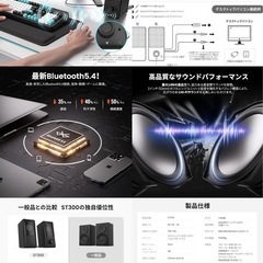 PCスピーカー ゲーミングスピーカー Bluetooth5.4 有線・無線 最大出力14W ブラックの画像
