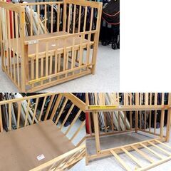 ヤトミ ベビーベッド 内寸60×90cm ナチュラル 木製 ハピネス 新生児 赤ちゃん ベビー用品☆ 札幌市北区屯田 の画像