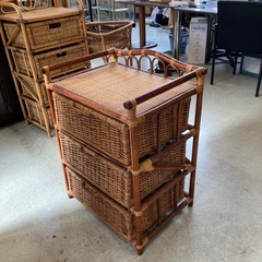 K2510-102 ラタン 藤製品 チェスト 引き出し3段  家具 キズ汚れ有りの画像