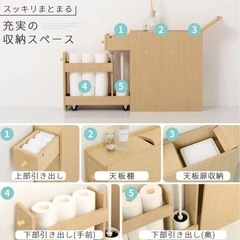 【未使用】ボン家具 トイレ収納 トイレラック、収納、薄型、引き出し、ブラシ収納、トイレ 幅17×奥行53.6cm ホワイトの画像