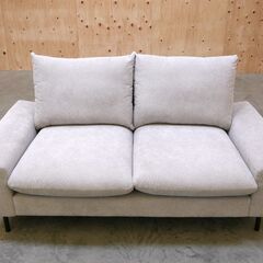 ≪yt2059ジ≫ 美品 AZUMAYA/東谷 2人掛けソファ 布張り 幅160cm F1-110LGY ライトグレー 2Pソファ/おしゃれ/モノトーン/中古家具/宮城県仙台市 71005-04の画像