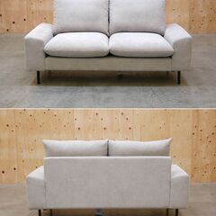 ≪yt2059ジ≫ 美品 AZUMAYA/東谷 2人掛けソファ 布張り 幅160cm F1-110LGY ライトグレー 2Pソファ/おしゃれ/モノトーン/中古家具/宮城県仙台市 71005-04の画像