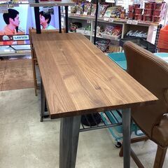 🎵GART（大川家具）🎵ハイテーブル/1281🎵無垢材×スチール🎵2562の画像