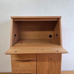 未使用訳あり 天然木アルダー材のライティングビューロー　幅70cm　パソコンデスク 木製 学習机 勉強机 プリンター収納 北欧の画像