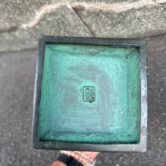 昭和レトロ 渋谷鳳州作 鋳銅製 花器 花瓶 飾り壺 伝統工芸 古美術 の画像