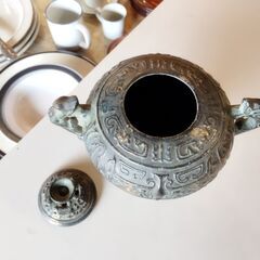 香炉 双耳 鋳銅 耳付き オブジェ　/UJ-1354 2Fの画像