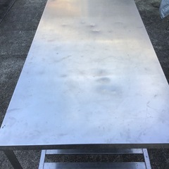 作業台　キッチン　厨房　調理台　キャスター付　スノコ棚　180×75cm 高さ80cmの画像