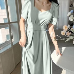 【新品未使用】SHEIN ミントグリーン 女らしいワンピースの画像
