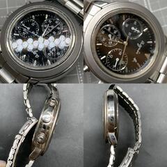 P342 不動 アニエスベー ラウンド シルバー クロノグラフ V654-6100 クォーツ メンズ 腕時計 agnes b.の画像