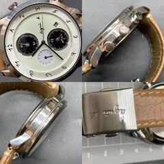 O357　可動agnes b. アニエスベー SOLAR ソーラー 腕時計 クロノグラフ V172-0AW0 黒革ベルト メンズ 10気圧防水 アナログ 時計　メンズ 腕時計の画像