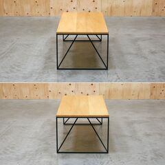 ≪yt2061ジ≫ 美品 AZUMAYA/東谷 リビングテーブル CLOVE/クローブ F3-105 幅110cm 奥行cm オーク材/アイアンレッグ おしゃれ/カフェ/中古家具/宮城県仙台市 71005-07の画像