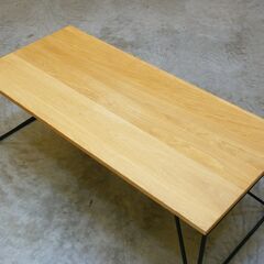 ≪yt2061ジ≫ 美品 AZUMAYA/東谷 リビングテーブル CLOVE/クローブ F3-105 幅110cm 奥行cm オーク材/アイアンレッグ おしゃれ/カフェ/中古家具/宮城県仙台市 71005-07の画像