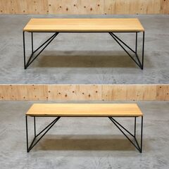≪yt2061ジ≫ 美品 AZUMAYA/東谷 リビングテーブル CLOVE/クローブ F3-105 幅110cm 奥行cm オーク材/アイアンレッグ おしゃれ/カフェ/中古家具/宮城県仙台市 71005-07の画像