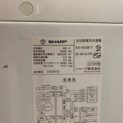 🌸SHARP 電気洗濯機 ES-GE5B-Tの画像