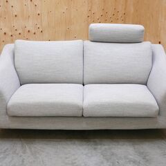 ≪zyt2496ジ≫ ニトリ 2人掛けソファ Nポケット A15 幅175cm ヘッドレストセット  布張り ライトグレー系 2Pソファ/中古家具/宮城県仙台市 71005-08の画像