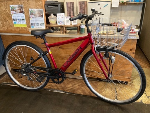【前後タイヤ・チューブ新品！】 LEDダイナモ　6段変速　27インチシティクロス　レッド