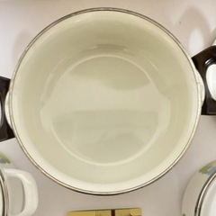★未使用★　調理鍋 まとめ売り ホーロー鍋 花柄 両手鍋 昭和レトロ 調理器具 片手鍋　両手鍋 キッチン 琺瑯 ホーローの画像