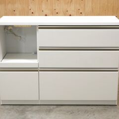≪zyt2497ジ≫ 美品 三幸ジャパン キッチンカウンター/食器棚 幅120cm ワークスII-120カウンター ホワイト 2024年製 中古家具/宮城県仙台市 71005-13の画像
