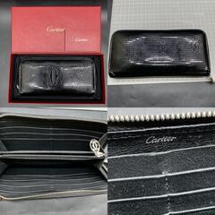 O363　Cartier カルティエ ハッピーバースデー ハッピーバースデイ ラウンドファスナー長財布 レザー エナメルカーフ 黒 ブラック L3001285の画像