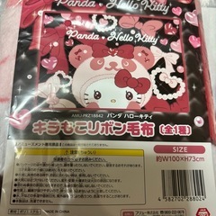 サンリオ　パンダハローキティ　キラもこリボン毛布（全1種）③の画像