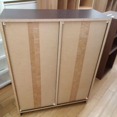 ★ジモティ割あり★  収納棚 ブラウン H100×D30×W77 クリーニング済み TK6800の画像