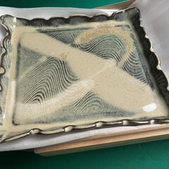小代焼 角皿　（健軍窯 たけみや窯 近重治太郎 ）桐箱入り　未使用品の画像