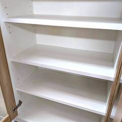 カップボード スリム 60cm 食器棚 ホワイト ウッドの画像