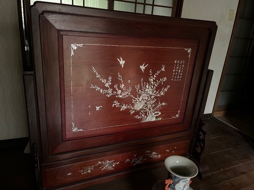 衝立 螺鈿細工