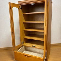 ガラスキャビネット多機能収納 可動棚引き出し 中古家具★直接引き渡し★の画像