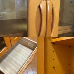 ガラスキャビネット多機能収納 可動棚引き出し 中古家具★直接引き渡し★の画像