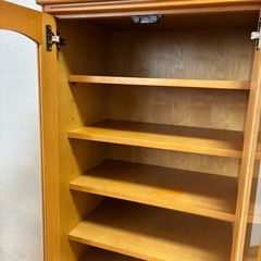 ガラスキャビネット多機能収納 可動棚引き出し 中古家具★直接引き渡し★の画像