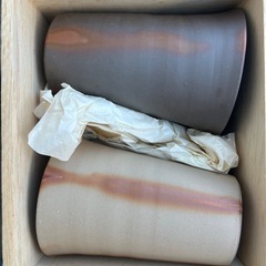 備前焼　紅白麦酒杯の画像