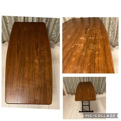 富士貿易　昇降式テーブル　ブラウン×黒の画像