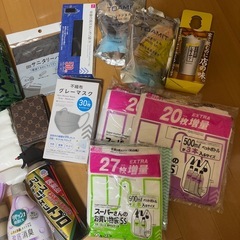 ゴミ袋　アルコールジェル　マスク　スポンジ　家の不用品の画像