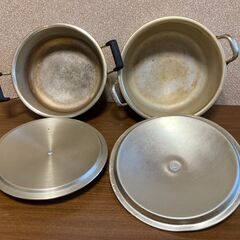 【中古/長期保管品/お引取限定】■アルミ製鍋■28㎝サイズ＋26㎝サイズ■2点セット■の画像