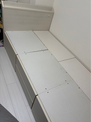 すのこシングルフラットヘッドボードチェストベッドセット