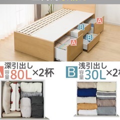 すのこシングルフラットヘッドボードチェストベッドセットの画像