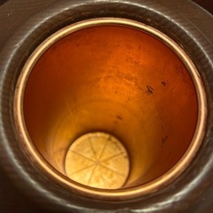 木製　花器　銅の落とし付きの画像