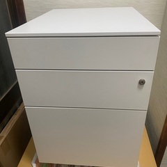 3段ワゴン ホワイト 収納ワゴン デスクワゴン 引き出し 袖机 オフィス家具の画像