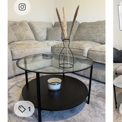 IKEA コーヒーテーブル　ガラス　丸テーブルの画像