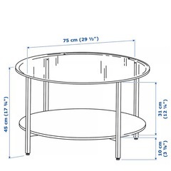 IKEA コーヒーテーブル　ガラス　丸テーブルの画像