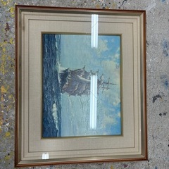 インテリア, 油絵, オブジェ, 青, 船, 海の画像