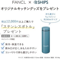 新品【ファンケル】非売品 SHIPS×FANCL コラボ ステンレスボトル 水筒 携帯 魔法瓶 ファンケル オリジナル キッチングッズ ノベルティの画像
