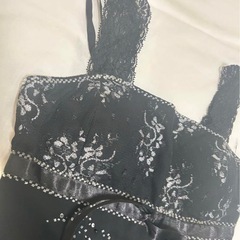 DELLISE NOIR ドレスワンピース 黒 Mサイズ レース ビーズ 上品の画像